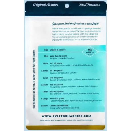 Harnais Pour Perruches Et Perroquets Aviator - XS/Noir 2 Harnais Pour Perruches Et Perroquets Aviator - XS/Noir – Image 2